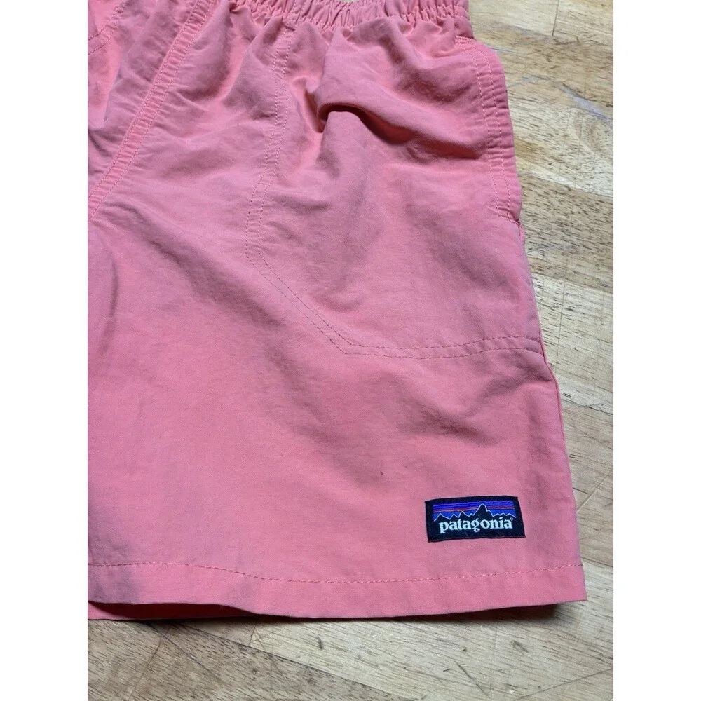 Boys XL Patagonia Netplus Shells Baggie Shorts Orange Coral Mesh Lined